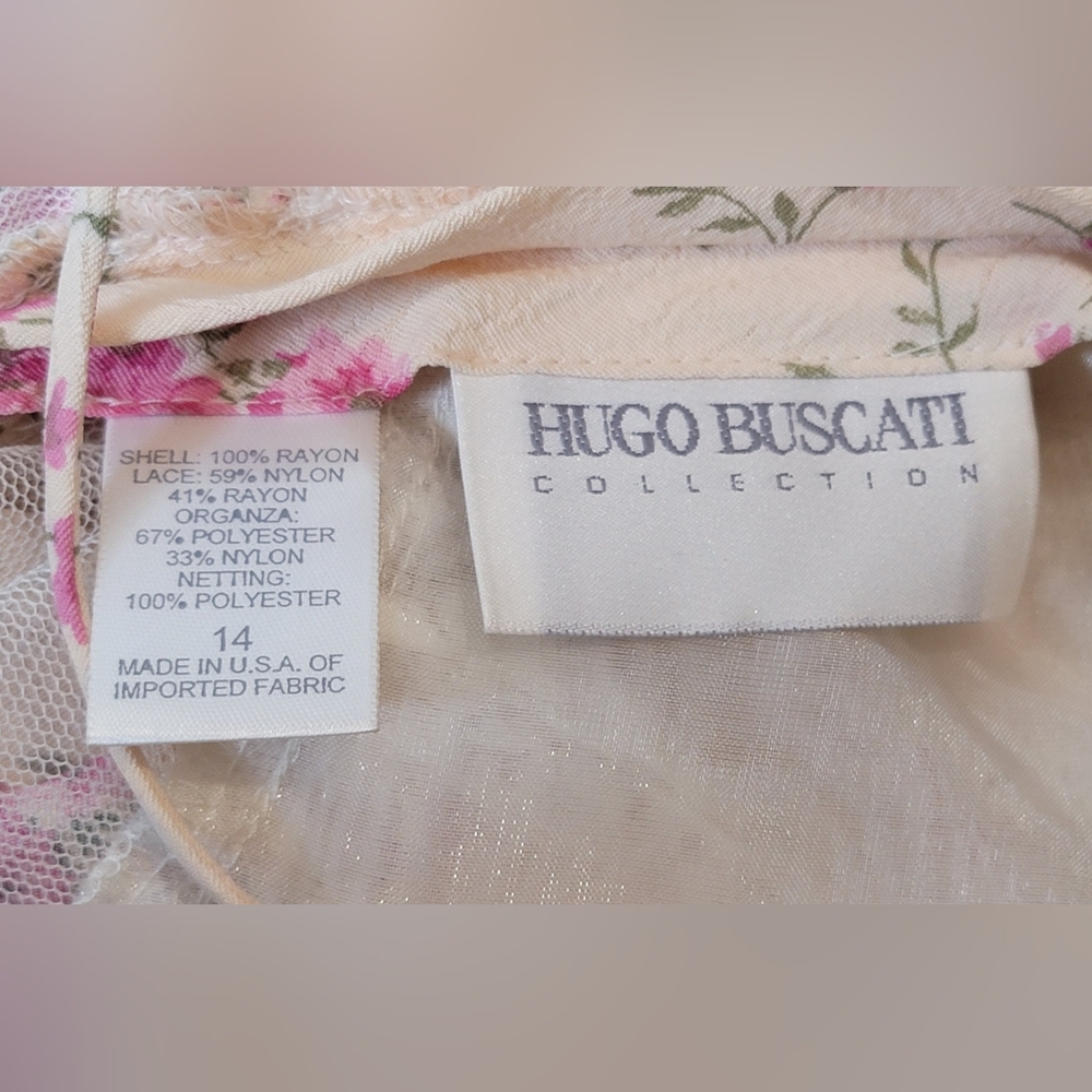 Victoria's Secret Vintg 90's Drape Neck Ruffled Midi Dress Womens 14 Peach Flora - Picture 7 of 15